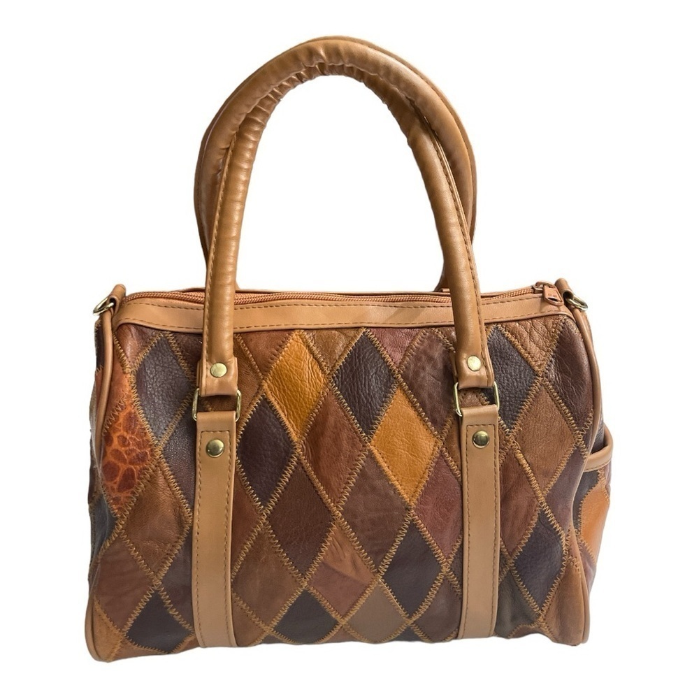 Patch Work Brown Leather Bag. - image 2